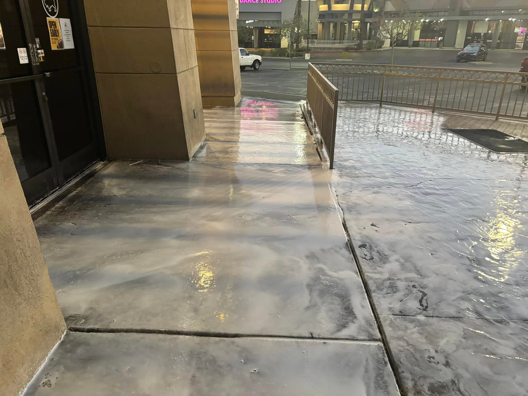 Storefront entrance - cleaning